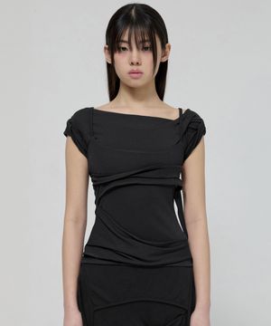 Layered Bustier T-Shirt (FL-108_Black)