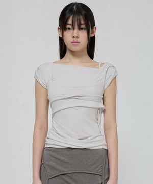 Layered Bustier T-Shirt (FL-108_Cloud White)