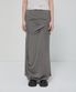 Asymmetrical Draped Long Skirt (FL-263_Gray)