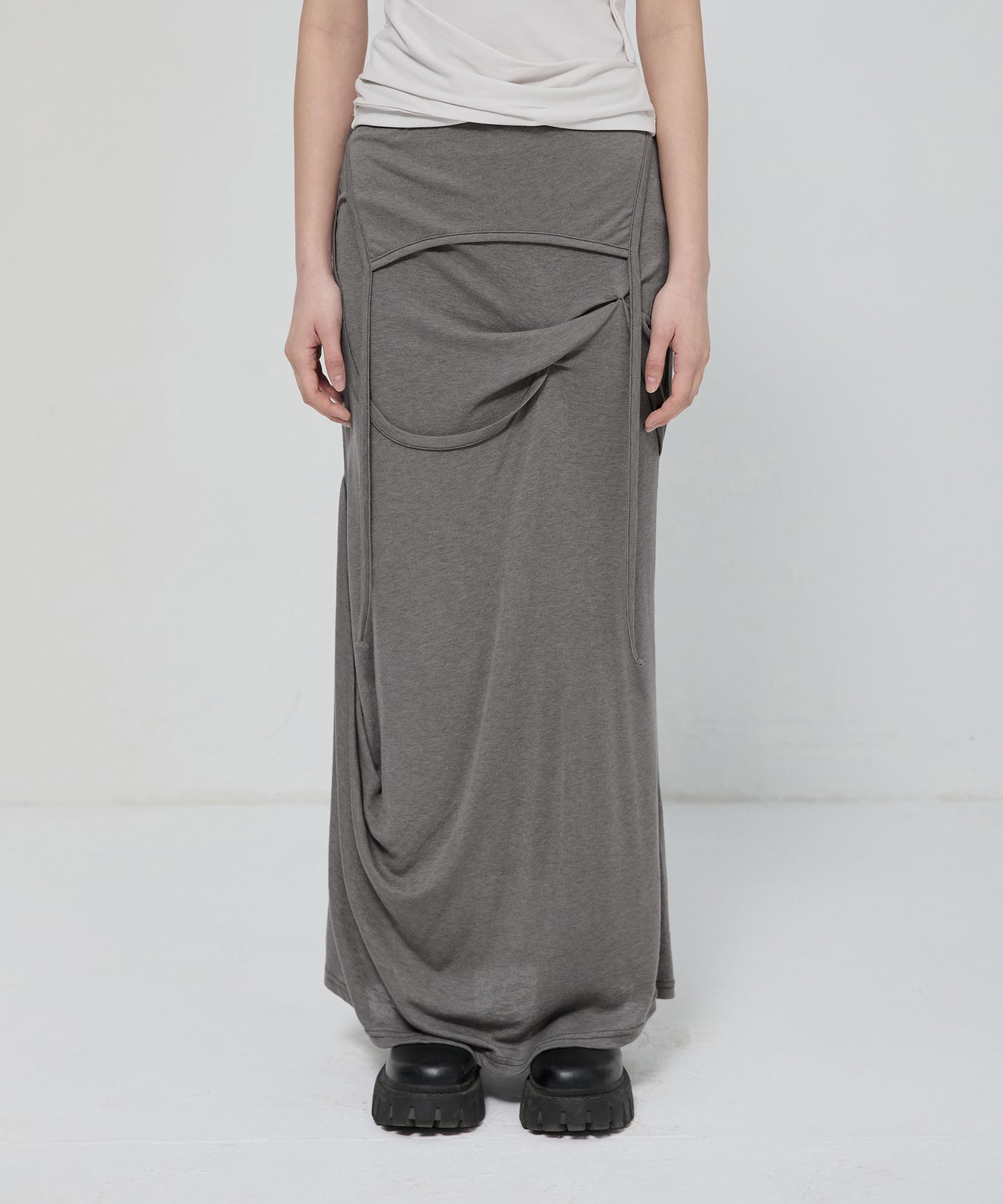スカート FLAREUP Asymmetrical Draped Long Skirt MUSINSA公式 | FLAREUP Asymmetrical Draped Long Skirt (FL-263_Gray)