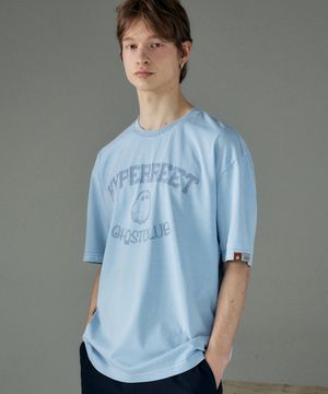 남녀공용 피그먼트 고스트클럽 반팔 티셔츠 [빈티지블루]_HG2TS116