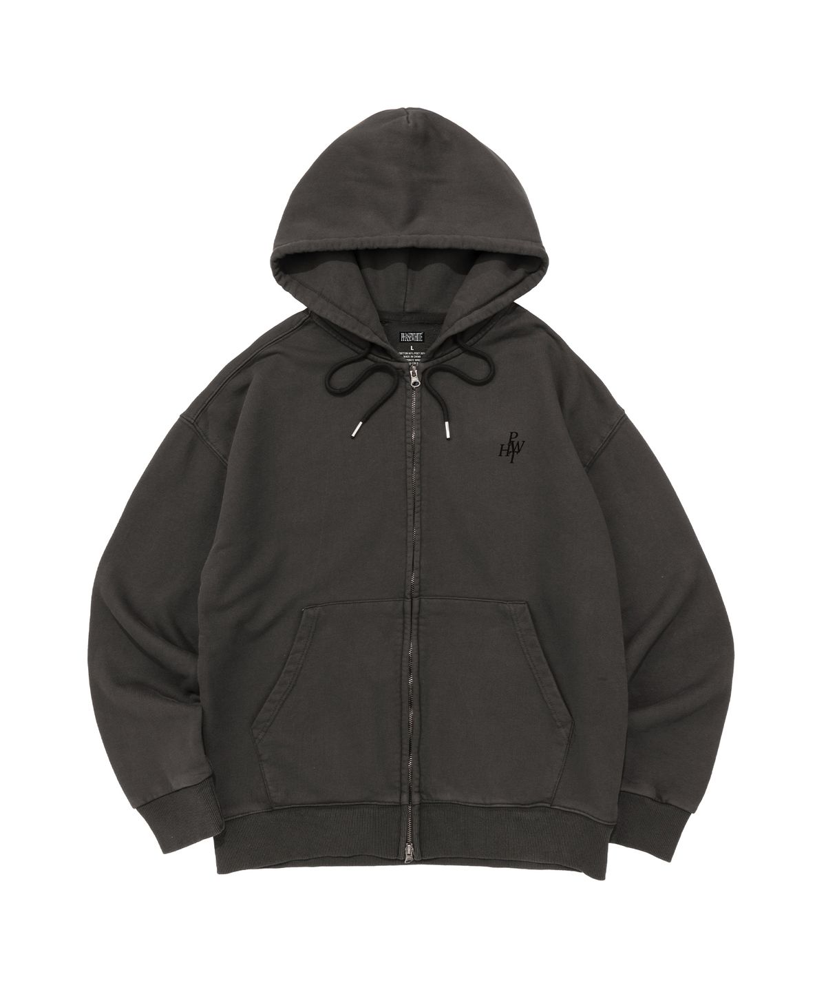 페이즈화이트(PHASEWHITE) [PHASE_0] KEY LOGO HOOD ZIP-UP_PIGMENT BLACK / 8802026-HZ03
