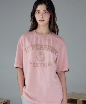 남녀공용 피그먼트 고스트클럽 반팔 티셔츠 [빈티지핑크]_HG2TS116