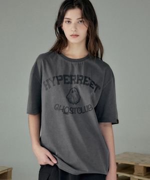 남녀공용 피그먼트 고스트클럽 반팔 티셔츠 [차콜]_HG2TS116