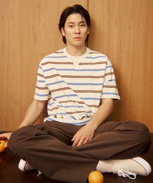 [CAPRI LINE] 멀티 스트라이프 부클 라운드 티셔츠 (FMIBD3310)