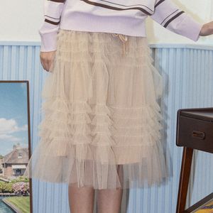 DD_Layered tiered mesh skirt_PINK