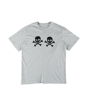Two Skull T-Shirt Melange White