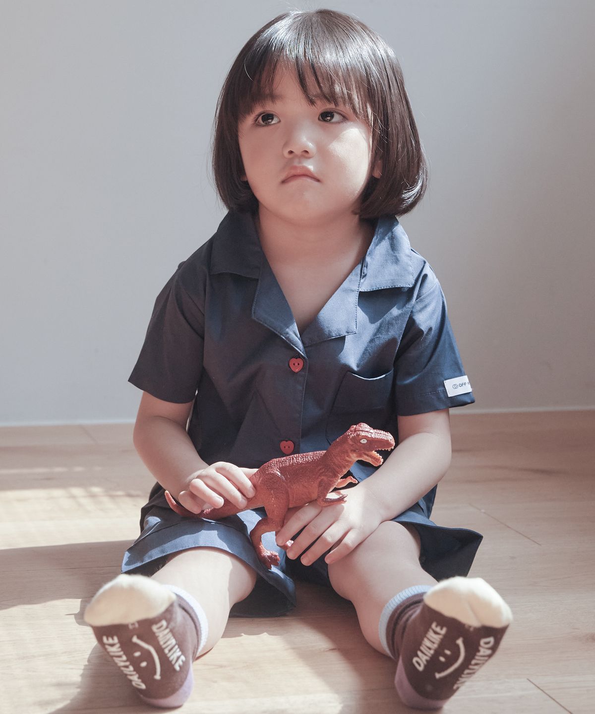 오프아워 키즈(OFFHOUR KIDS) 퓨어시트 블루디즐 키즈 반팔 잠옷 세트