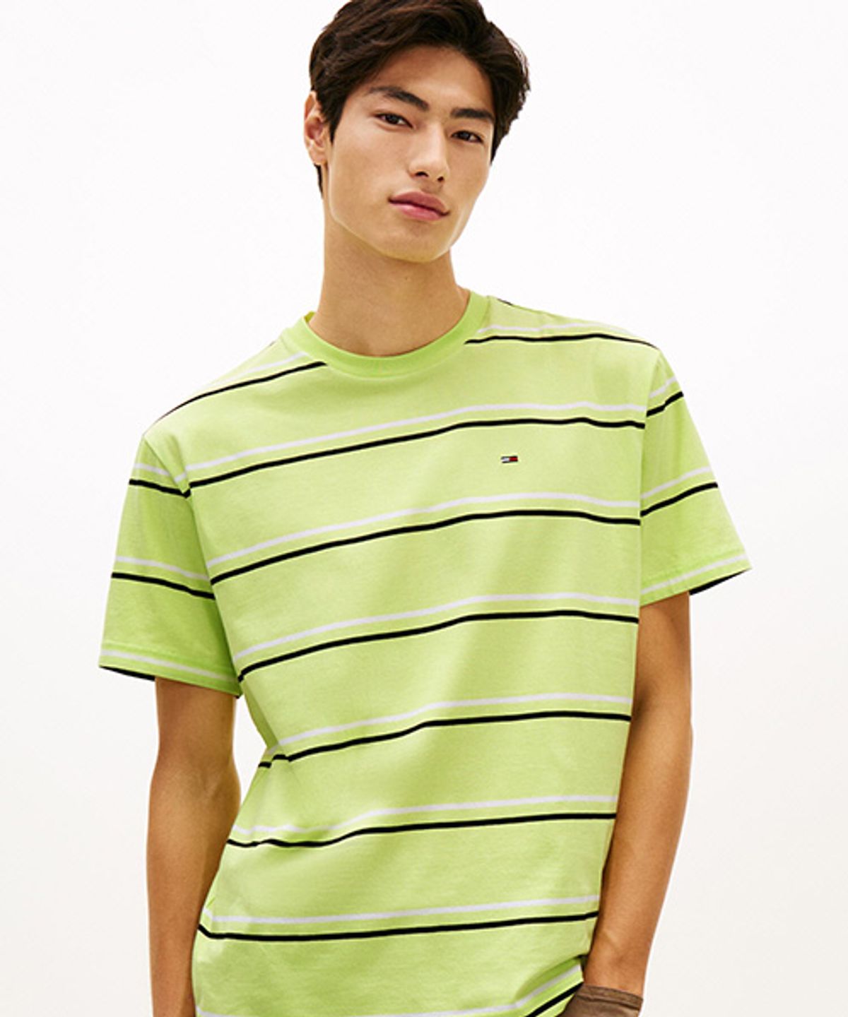 타미진스(TOMMY JEANS) 릴렉스 스트라이프 반팔 티셔츠 (T32G1TTO44TMT1LT3)