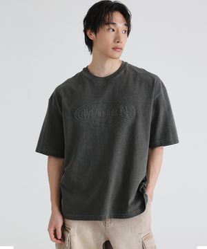 피그먼트 아플리케 오버핏 티셔츠