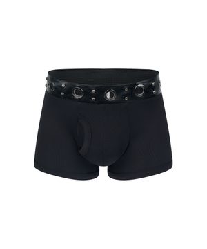 Leather Eyelet Banding Briefs_[Black]