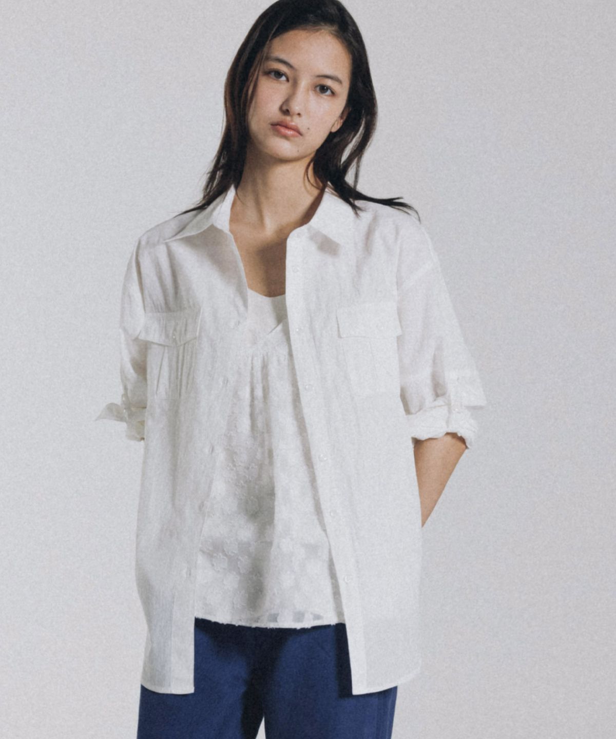 앤니즈(ANDNEEDS) Foin pocket shirt (white)