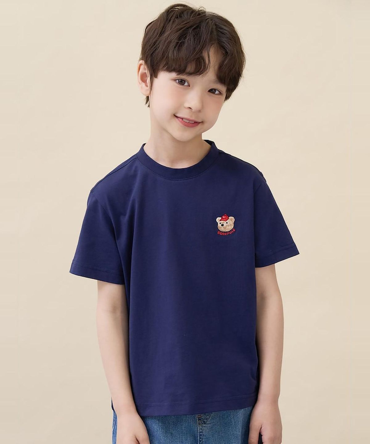 빈폴 키즈(BEANPOLE KIDS) [Essential] 달이 라운드 반소매 티셔츠 - 네이비 (BI6242GE1R)