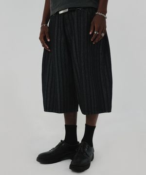 STRIPE DENIM SHORTS [BLACK]