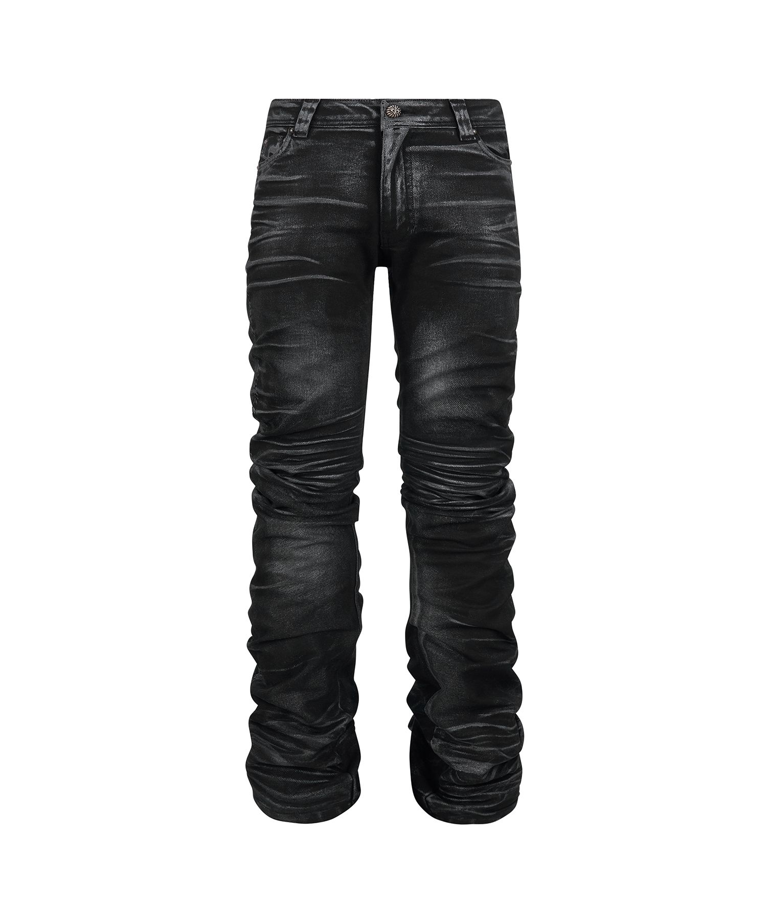 MUSINSA公式 | LECYTO Shadow Washed Curved Denim Pants_[Black]