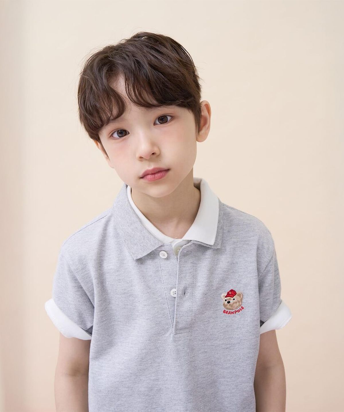 빈폴 키즈(BEANPOLE KIDS) [Essential] 달이 반소매 피케 티셔츠 - 그레이 (BI6242GE23)