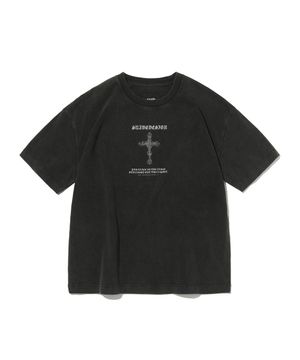 CROSS CROPPED TEE [WASHING BLACK]