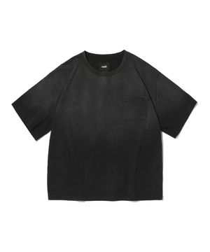 POCKET CROPPED TEE [WASHING BLACK]