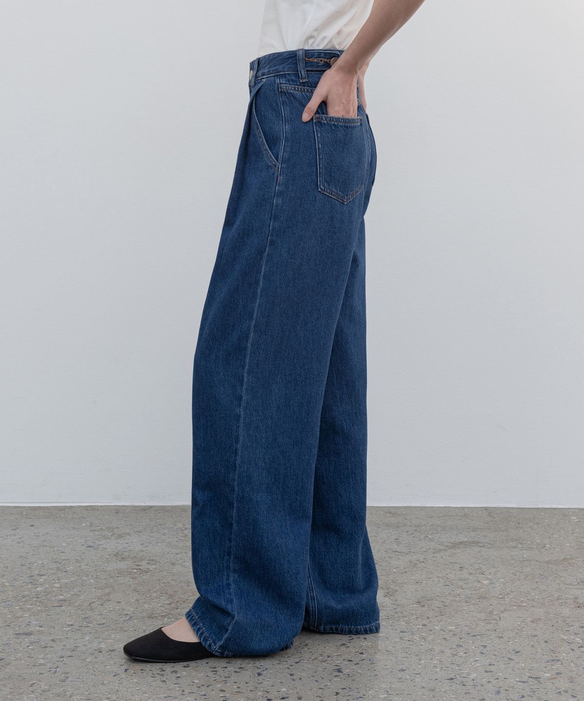 논앤논(NON AND NON) [맞춤기장] [와이드707] FOGY FOLDING PINTUCK WIDE DENIM PANTS_N6SDP0350