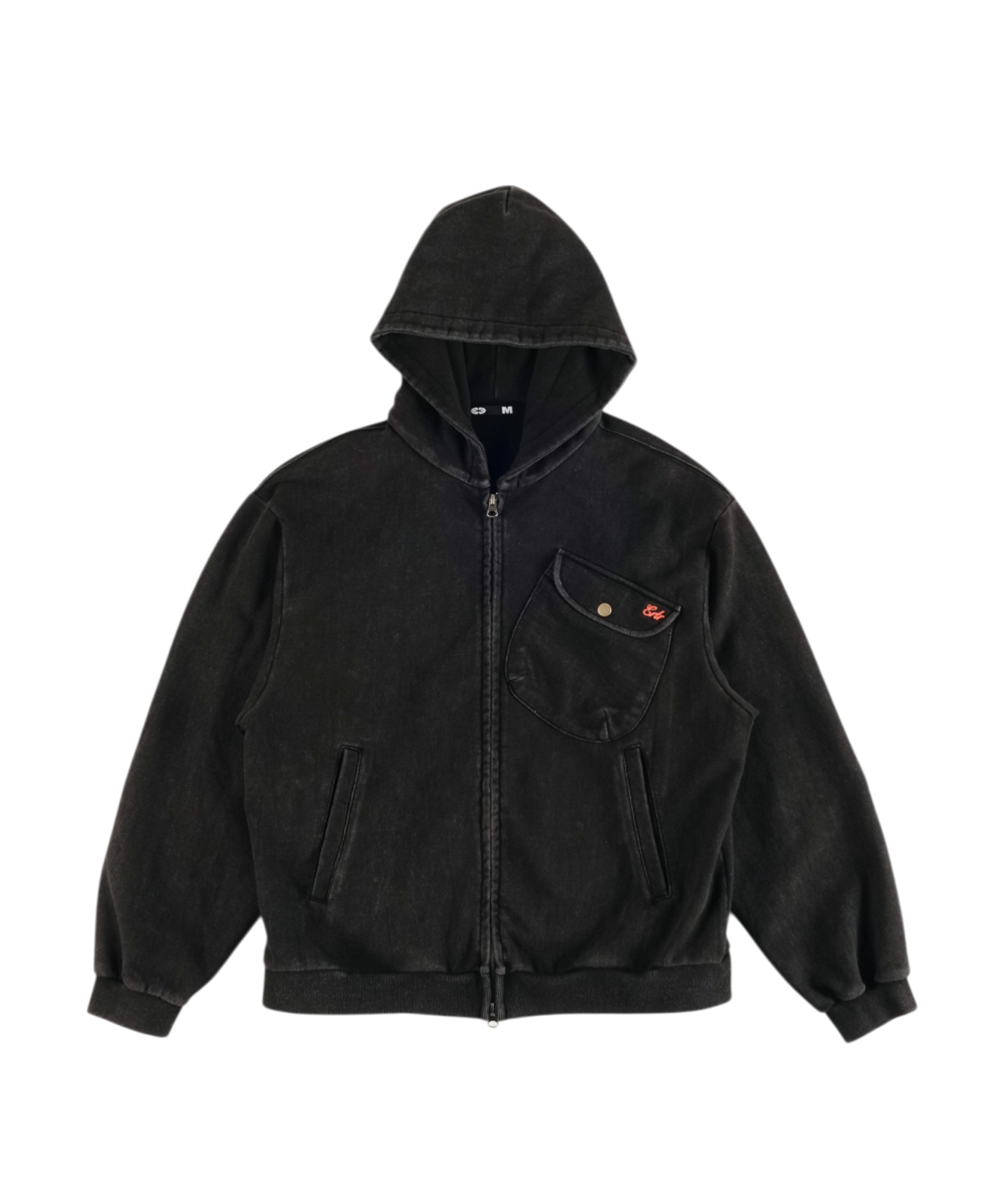 이알티알(ERTR) Chest Pocket Hoodie Zip Up Black