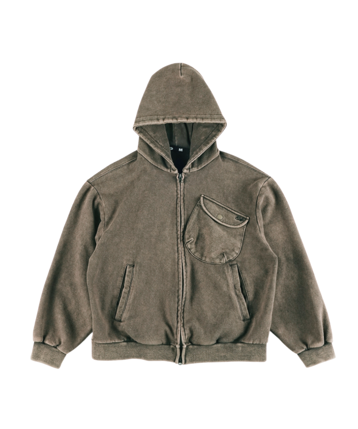 이알티알(ERTR) Chest Pocket Hoodie Zip Up Brown