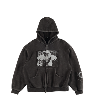 Wondering Girl Hoodie Zip Up Black