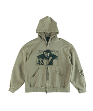 Wondering Girl Hoodie Zip Up Khaki