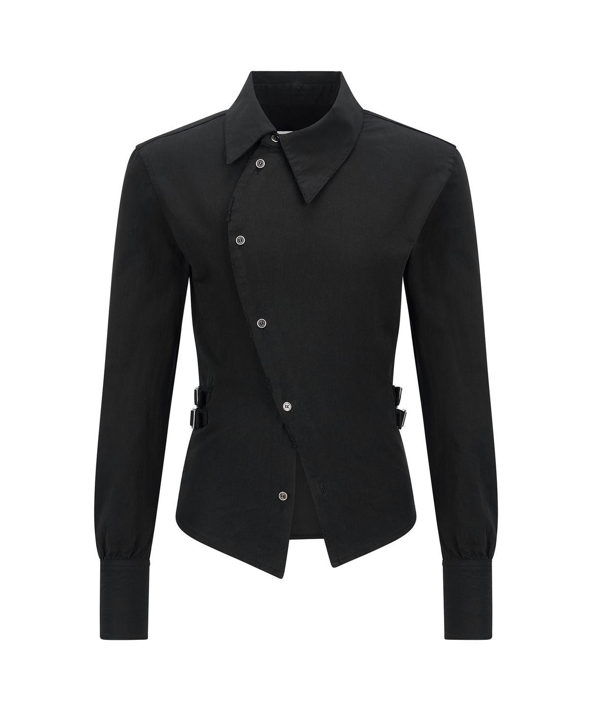레씨토(LECYTO) Unbalanced Buckle Shirt_[Black]