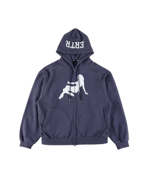 Thumbs Up Girl Boucle Hoodie Zip Up Navy