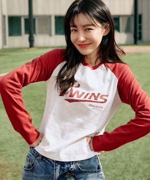 [LG트윈스x1993스튜디오] V4 레트로 라글란 롱슬리브 (우먼)_버건디