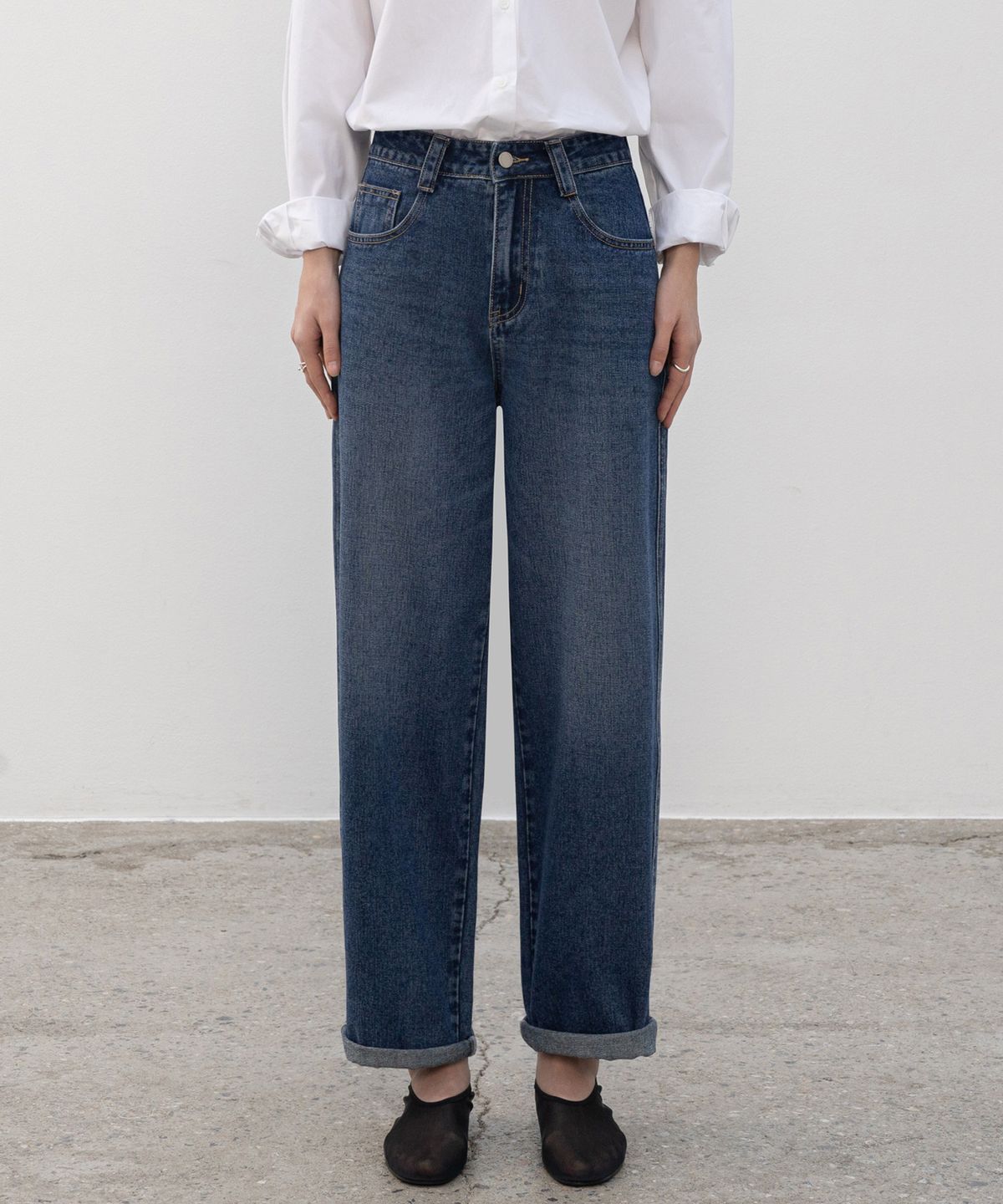 논앤논(NON AND NON) [맞춤기장] [세미와이드 505] N BELT LOOP DENIM PANTS_N6SDP0345