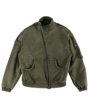 Asymmetric Zip Up Jacket Khaki