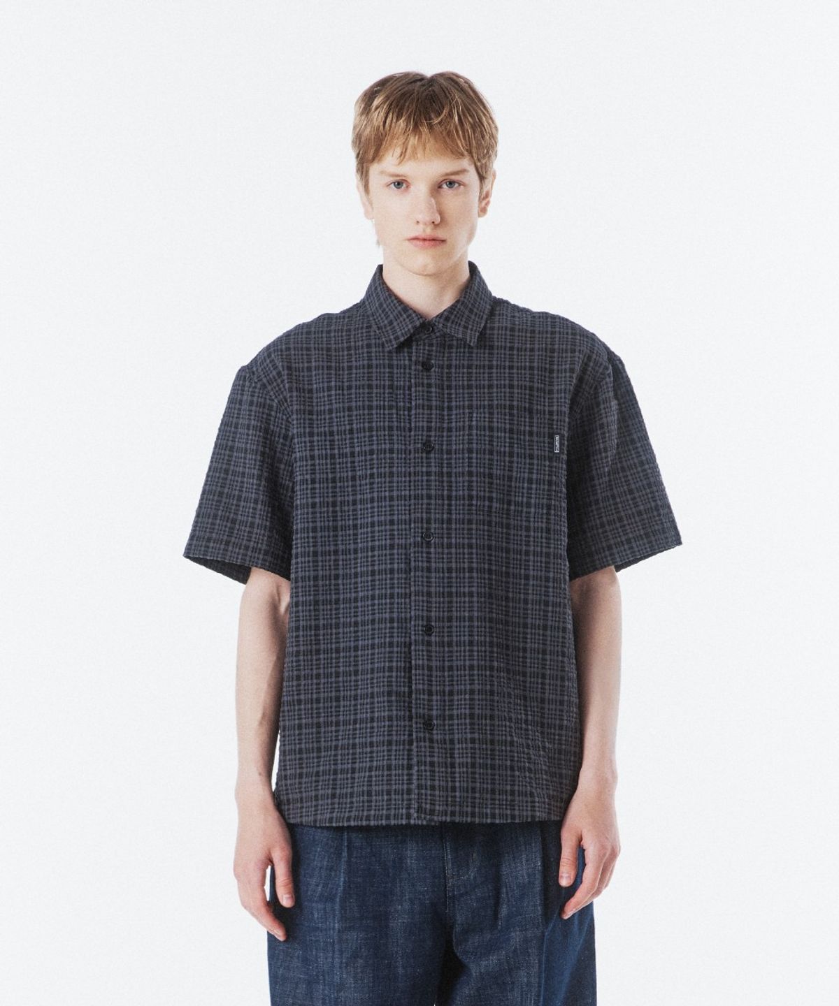 브롬톤 런던(BROMPTON LONDON) CHECK SEERSUCKER SHIRT - C/GREY (P262MSH140)