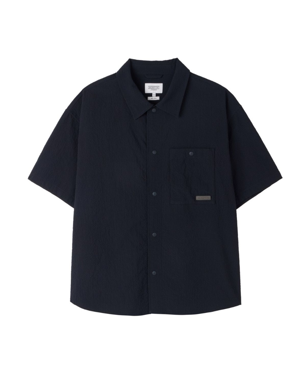 브롬톤 런던(BROMPTON LONDON) SEERSUCKER HALF SLEEVE SHIRT - D/NAVY (P262MSH180)