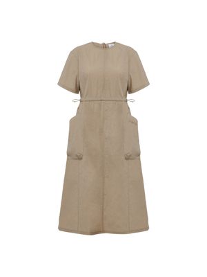 TOUR (투르) 여성 우븐 반팔 원피스_Beige