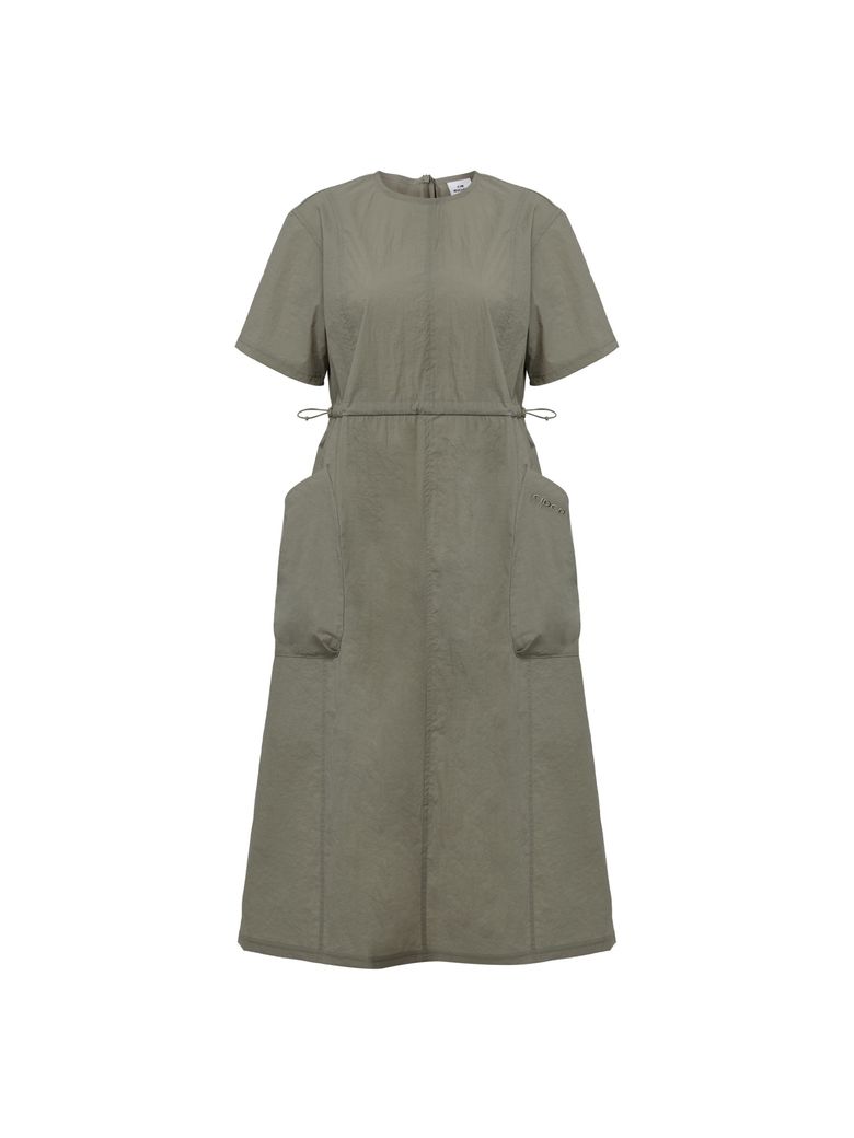 TOUR (투르) 여성 우븐 반팔 원피스_Light Khaki