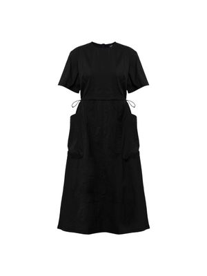 TOUR (투르) 여성 우븐 반팔 원피스_Black