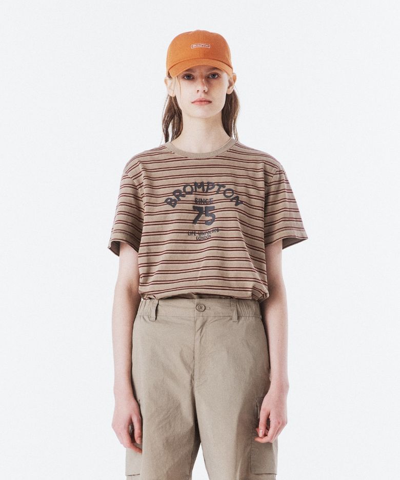 PIGMENT STRIPE HALF SLEEVE T-SHIRT - BURGUNDY (P262UTS138)