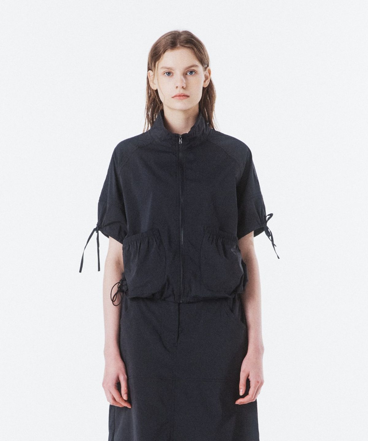 브롬톤 런던(BROMPTON LONDON) W LIGHTWEIGHT HALF SLEEVE JUMPER - BLACK (P262WJP185)
