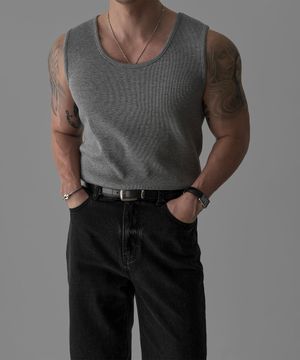 파인 와플 슬리브리스 [그레이]