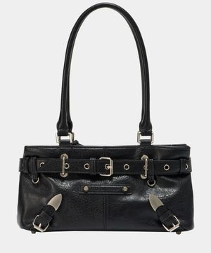 Belt Eyelet Strap Cross Mini Bag (Black)