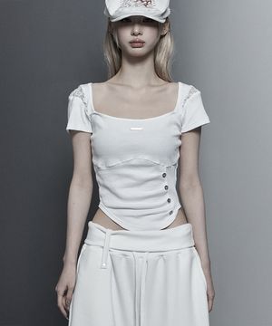 Bust Line Pintuck Detail Top (White)