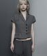 Cropped Short Sleeve Tailored Jacket (Dark Gray)