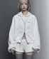 Hotfix Detail Cropped Two-Way Zip Hoodie (White)