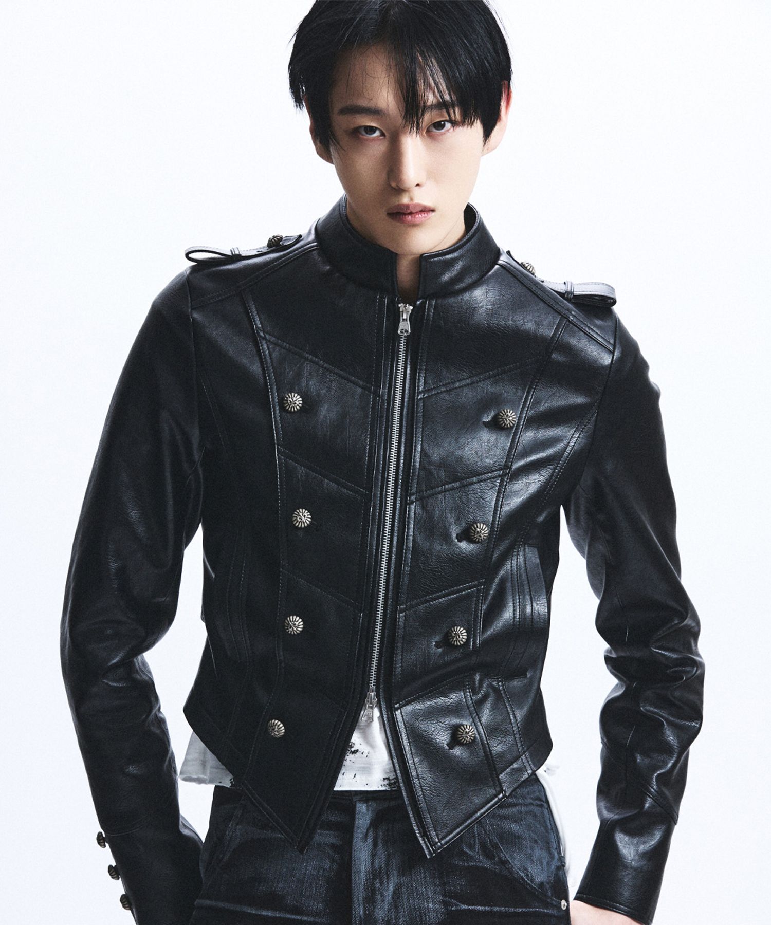MUSINSA公式 | LECYTO Napoleon Leather Jacket_[Black]