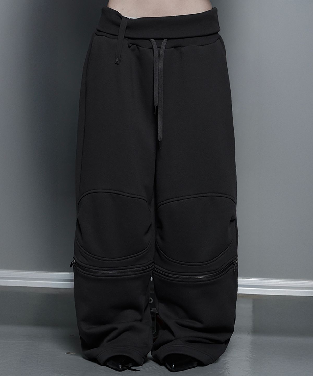 에트오소메(ETRE AU SOMMET) Zipper 2-Way Double Knee Bermuda Wide Pants (Charcoal)
