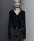 U-Neck Double Button layered Cardigan (Black)