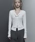 U-Neck Double Button layered Cardigan (White)