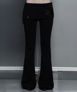 Lace-Up Side Slit Bootcut Pants (Black)