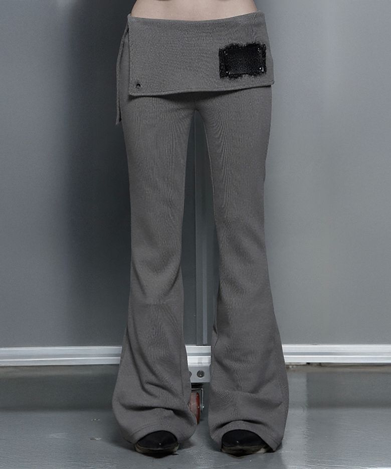 Lace-Up Side Slit Bootcut Pants (Mocha)